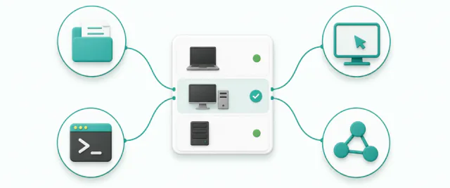 Opening files, desktop, terminal, or services from the HomiPlay device list